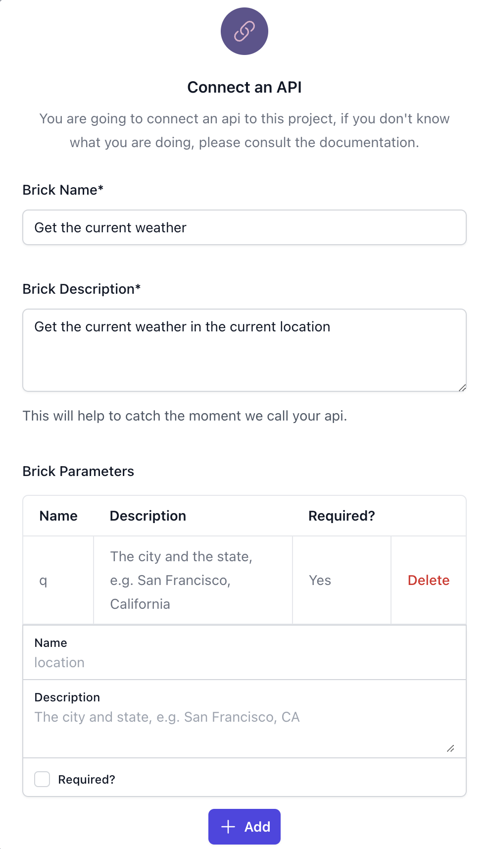 New Bricks Information Settings